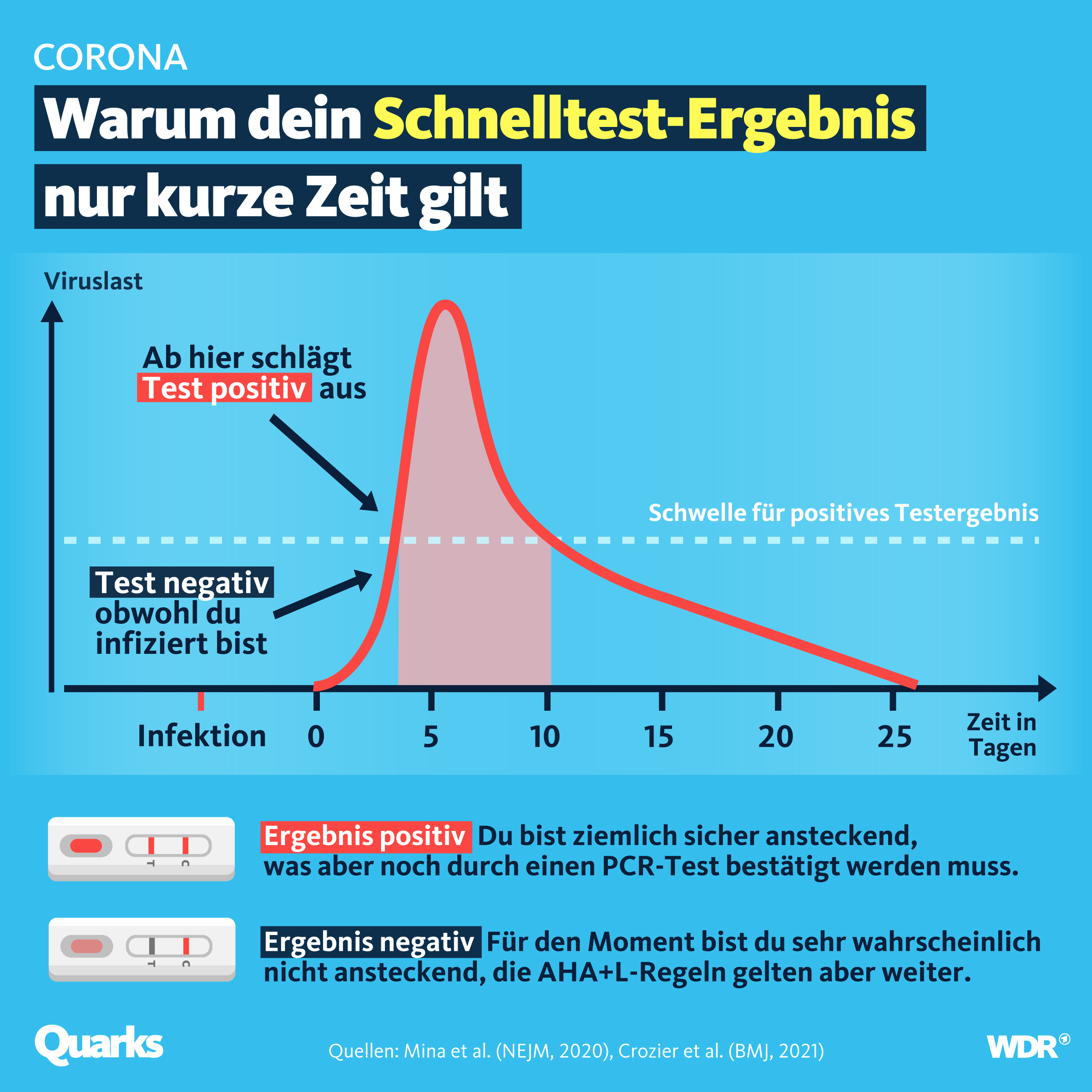 Grafik mit Kurve, wann ein Schnelltest anschlägt