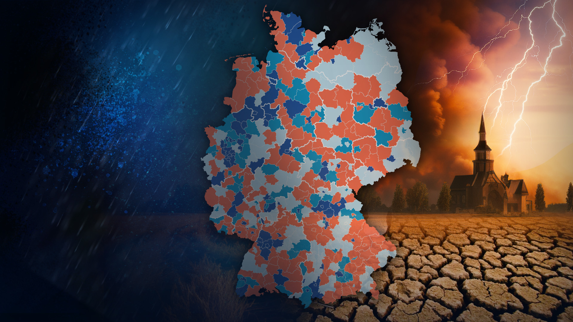 Deutschland-Karte mit Gewitter
