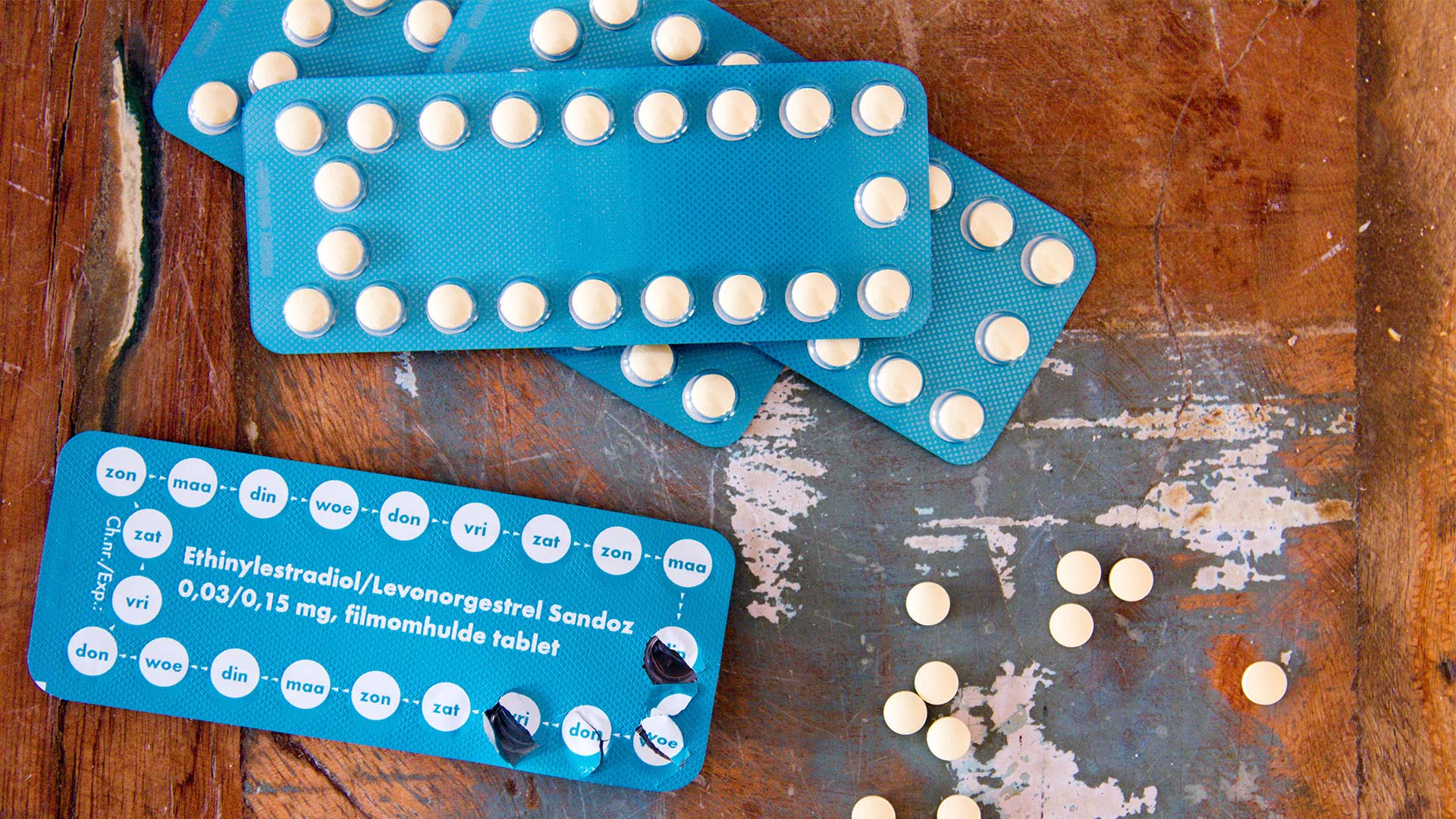 Vier Packungen Anti-Baby-Pille