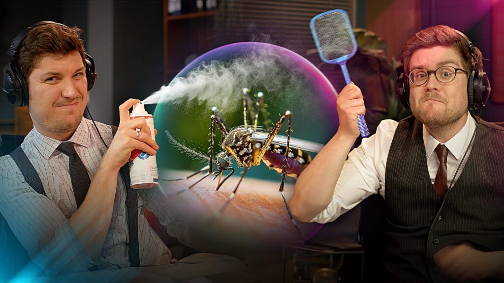 Die Science Cops verscheuchen eine Mücke.